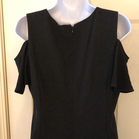Calvin Klein Cold Shoulder Black V-Neck Dress - Picture 14 of 16